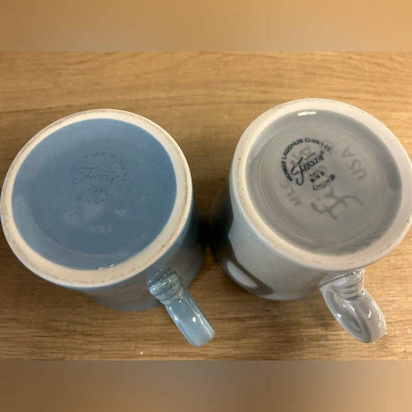 Fiesta USA 2 mugs Fiestaware marked on bottom - soft gray and blue pair - Picture 3 of 8